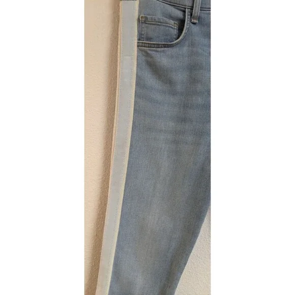 NEW~VERONICA BEARD Carly Kick Flare High Waisted Tuxedo Stripe Cropped Jeans 29 - Picture 4 of 16